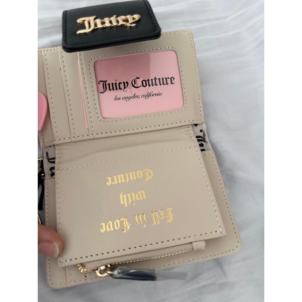 NWT Juicy Couture Gothic Monogram Multi Patch Bifold Wallet Keychain Heart Clip - Picture 5 of 7
